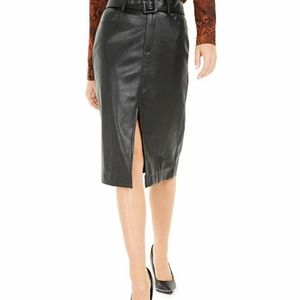 Bar III Becca Tilley X Faux Leather Slit Skirt